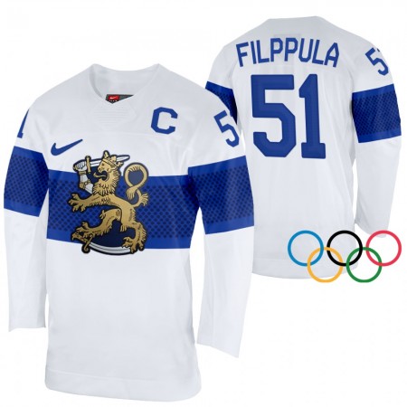 Camisola Finlândia Valtteri Filppula 51 2022 Winter Olympics Branco Authentic - Homem